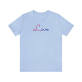 Bisexual Love Script Tee: Subtly Elegant Pride T-Shirt